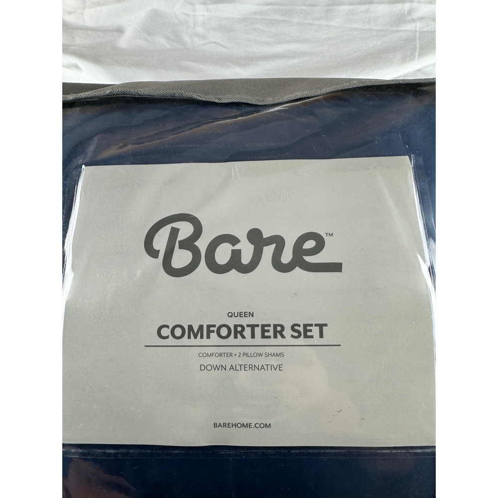 Bare Queen Comforter Set Navy Blue Down Alternative Comforter 2 Pillow Shams